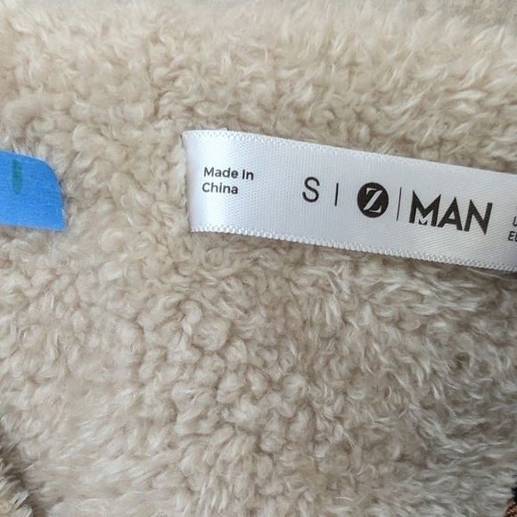 Z Man Plaid Long Sleeve Fleece Hoodie Size Small Snap Pockets Orange Blue - Picture 8 of 8